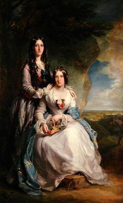 Lady Adeliza Manners and Lady Mary Foley, 1848 (oil on canvas) C1st-