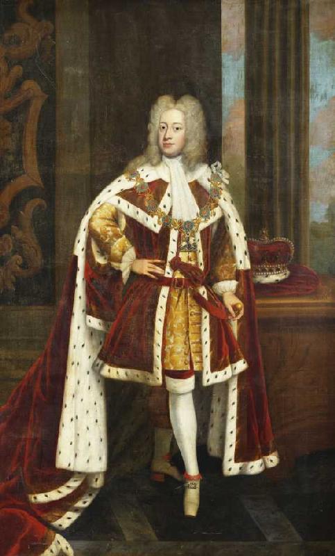 Bildnis von König George II als Prince of Wales in seiner Staatsrobe und der Kette des Hosenbandorde von Sir Godfrey Kneller