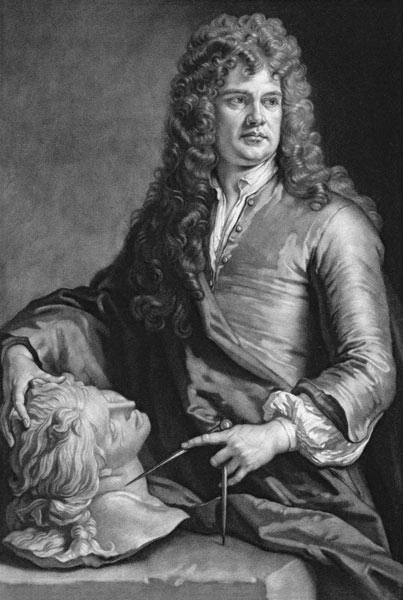 Grinling Gibbons (1648-1721) (litho) von Sir Godfrey Kneller