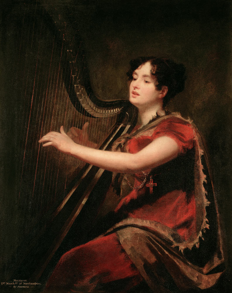The Marchioness of Northampton, Playing a Harp von Sir Henry Raeburn