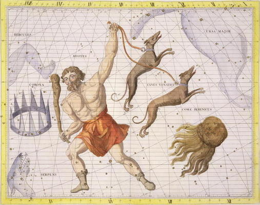 Constellation of Bootes, plate 20 from 'Atlas Coelestis', by John Flamsteed (1646-1710), published i von Sir James Thornhill
