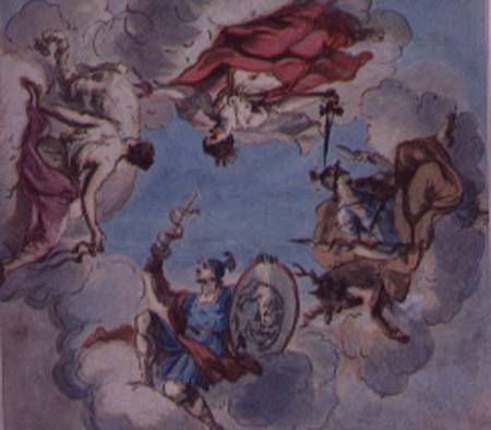 Design for a Ceiling: The Four Cardinal Virtues, Justice, Prudence, Temperance and Fortitude von Sir James Thornhill