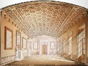 The Dining Room at Chatsworth (w/c, pen and