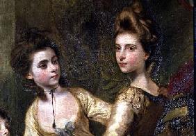 Two Elegant Young Girls, detail from the painting The Fourth Duke of Marlborough and his Family 1777-78