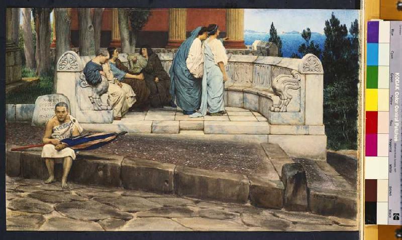 Exedra,Rundbank an einem römischen Haus. von Sir Lawrence Alma-Tadema