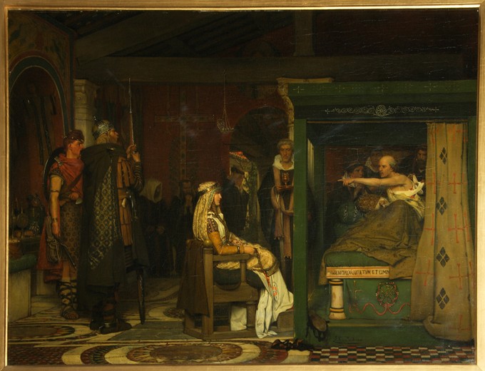 Fredegunde am Totenbett Bischofs Praetextatus von Rouen von Sir Lawrence Alma-Tadema