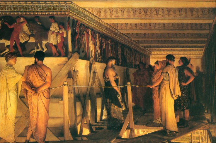 Phidias zeigt seinen Freunden den Fries im Parthenon von Sir Lawrence Alma-Tadema