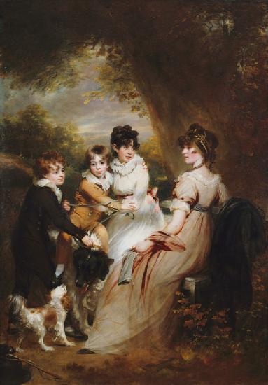 Mrs. Raymond Symonds mit ihren Kindern