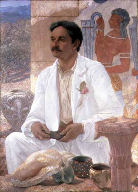 Portrait of Sir Arthur John Evans (1851-1941) among the ruins of the Palace of Knossos von Sir William Blake Richmond