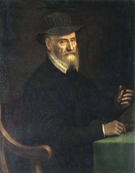 Portrait of Giulio Clovio (1498-1578), miniature artist, holding a miniature thought to be of the ar von Sofonisba Anguisciola