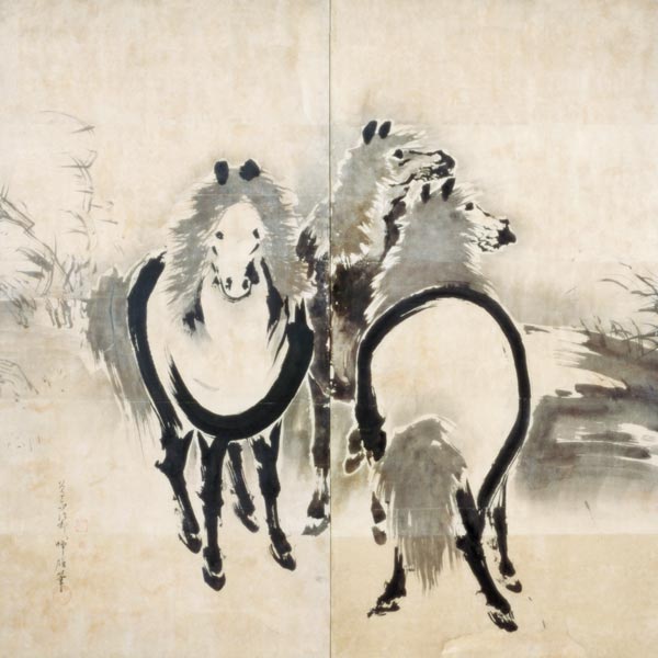 Horses, Japanese, Edo period von Soga Shohaku