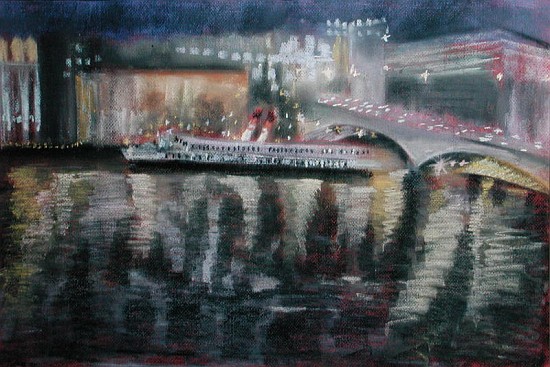Waterloo Bridge, from the South Bank, 1995 (pastel on paper)  von Sophia  Elliot