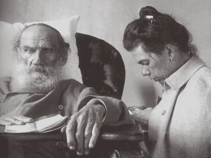 Der kranke Lew Tolstoi mit Tochter Tatjana in Haspra auf der Krim von Sophia Andreevna Tolstaya