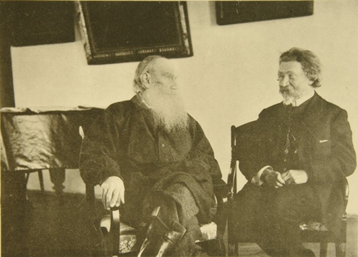 Lew Tolstoi mit dem Maler Ilja Repin (1844–1930) von Sophia Andreevna Tolstaya