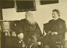 Lew Tolstoi mit dem Maler Ilja Repin (1844–1930) 1907