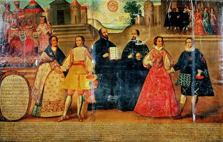 Double wedding between two Inca women and two Spaniards in 1558 von Spanish School
