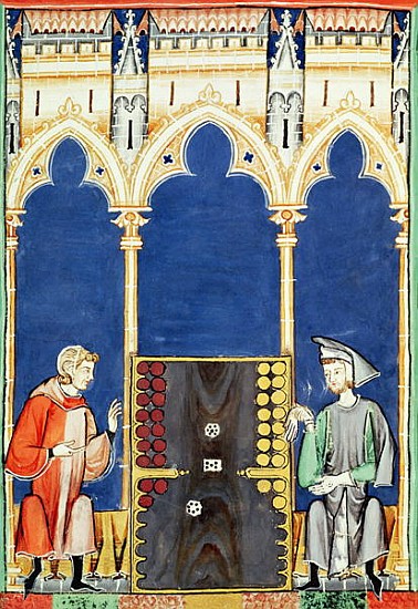 Fol.85v Two Backgammon Players, from the ''Book of Games, Chess, Dice and Boards'' von Spanish School