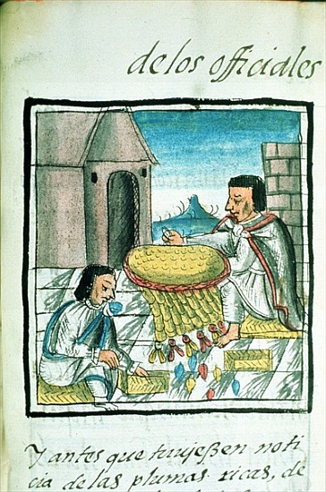 Ms Palat. 218-220 Book IX Aztec feather artisans at work, from the ''Florentine Codex'' by Bernardin von Spanish School