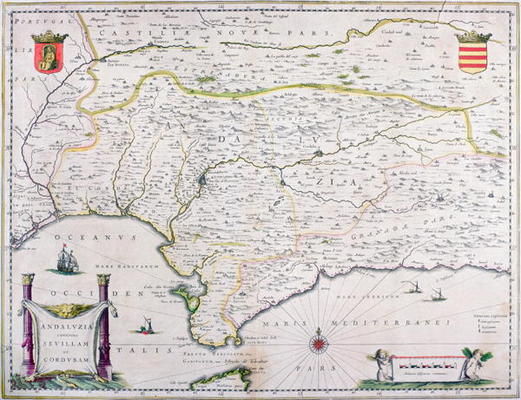 Map of Andalusia, Spain (engraving) von Spanish School, (17th century)
