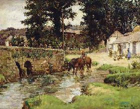 Tränken der Pferde an Dorfbach (Watering the Horses in the Village Stream) 1931