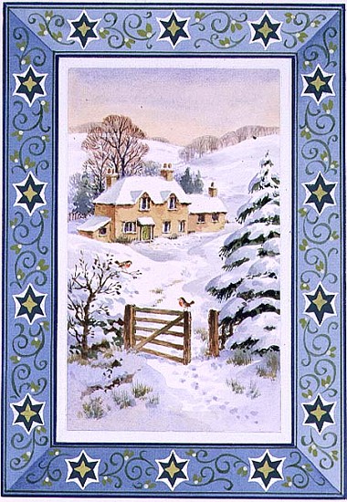 Christmas Cottage (w/c on paper)  von Stanley  Cooke