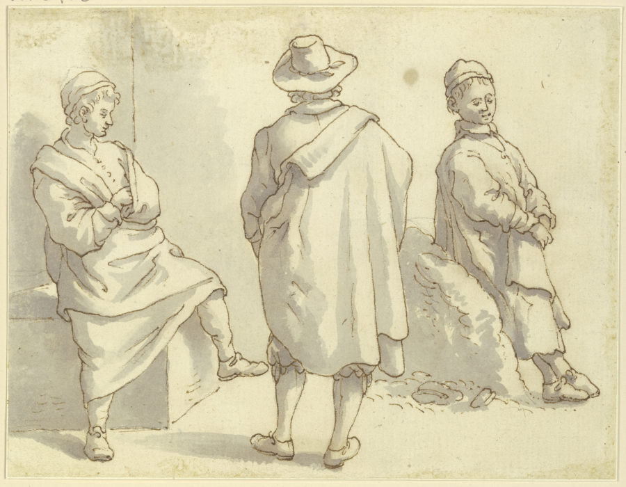 Zwei Matrosen und ein Herr in Hut und Mantel von Stefano della Bella