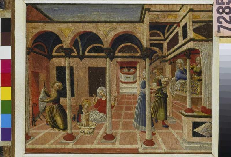 Die wunderbare Geburt des hl. Nikolaus. von Stefano di Giovanni