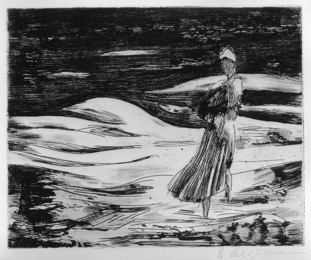 Mädchen am abendlichen Strand (Sylt) von Heinrich Stegemann