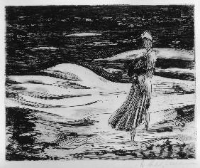 Mädchen am abendlichen Strand (Sylt) 1925-01-01