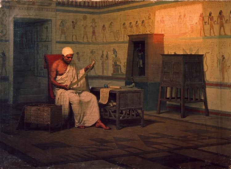 Ägyptischer Priester einen Papyrus lesend von Stepan Wladislawowitsch Bakalowitsch