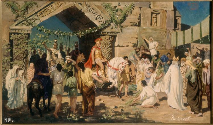 Alexander der Große vor den Toren von Jerusalem von Stepan Wladislawowitsch Bakalowitsch