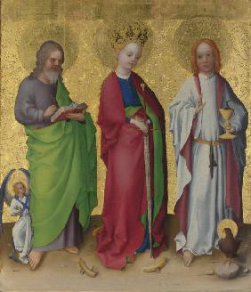 Die heiligen Matthäus, Katharina von Alexandrien und Johannes der Evangelist