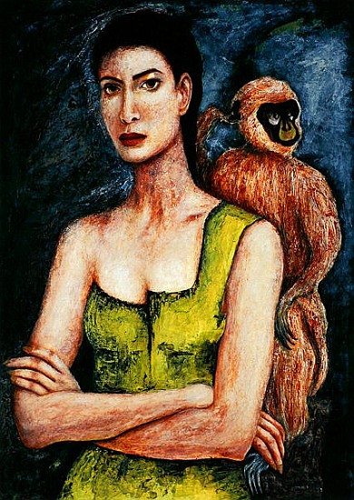 Mrs. Coulter and her Daemon, 2005-06 (pen & ink and oil on paper)  von Stevie  Taylor
