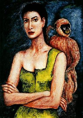 Mrs. Coulter and her Daemon, 2005-06 (pen & ink and oil on paper) 