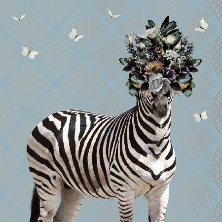 Frühlingsblumenhaube auf Zebra