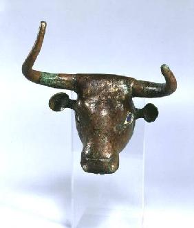 Head of a bull, with Royal  inscription, mount for a piece of furniture or for a harp, from Telloh ( c.2500-240