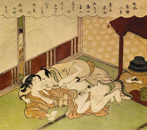 Zwei Liebenden (Shunga - Erotischer Holzblockdruck) von Suzuki Harunobu