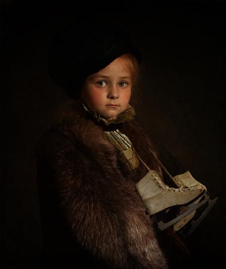 Porträt eines Mädchens mit Schlittschuhen
