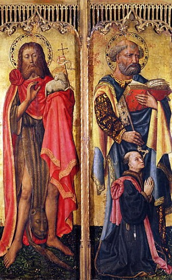 St. John the Baptist and St. Peter, from the Altarpiece of Pierre Rup, c.1450 von Swiss School