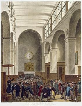 The New Stock Exchange, Bartholomew Lane, from Ackermann''s ''Microcosm of London'', published 1809