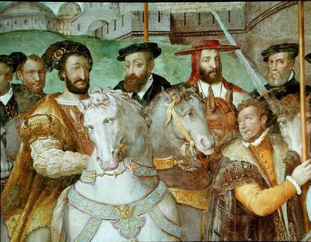 Detail from The Solemn Entrance of Emperor Charles V (1500-58), Francis I (1494-1547) and Alessandro von Taddeo & Federico Zuccaro or Zuccari