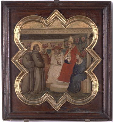 St. Francis before the Pope and Cardinals (tempera on panel) von Taddeo Gaddi