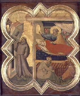 St. Francis holding up the Lateran Church (tempera on panel) 19th