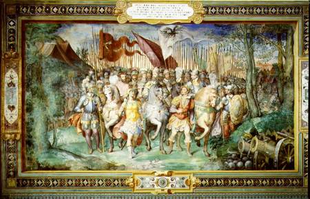 Charles V (1500-58) Alessandro (1546-92) and Ottaviano Farnese Leading the Army Against the Landgrav von Taddeo Zuccaro or Zuccari