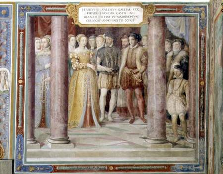 The Marriage of Orazio Farnese and Diana daughter of Henri II of France (1519-59) from the 'Sala dei von Taddeo Zuccaro or Zuccari