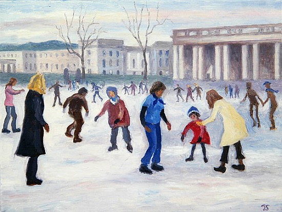 Skating at the Old Royal Naval College, 2007 (oil on canvas)  von Terry  Scales