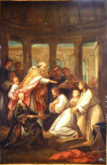 Baptism of St. Augustine, study for the decoration of the Invalides von the Younger Boulogne