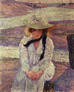 Junge Frau am Strand des Meeres. 1901