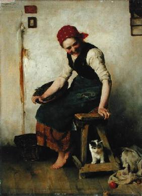 Young Girl with a Cat 1884