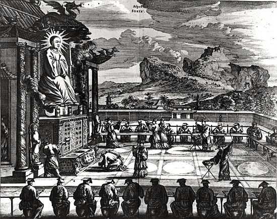 A Buddhist Ceremony from, ''Indiae Orientalis'', published in 1670 von Theodore de Bry